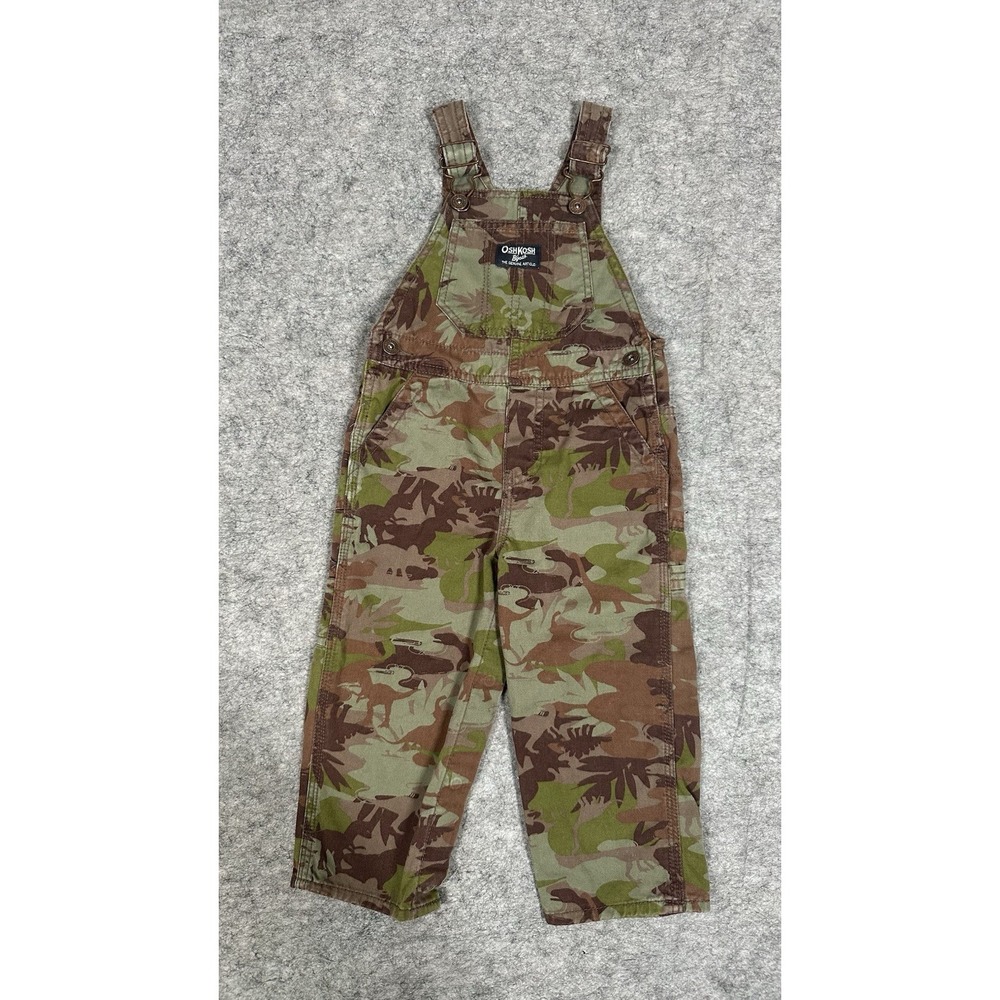 OshKosh B'Gosh Dinosaur Camouflage Overalls Bibs Camo Baby Infant Size 24 Months